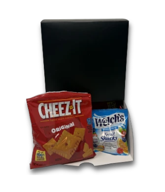 Conference Sweets & Snacks Cheez-It Original crackers and Welch's fruit snacks table unit with 23 bags.