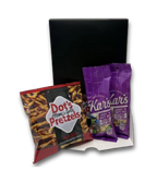 Conference Sweets & Snacks Trail Mix & Dot's Pretzels table unit with 9 bags of Kar's Sweet 'n Salty Trail Mix and 6 bags of Dot's Homestyle Pretzels.